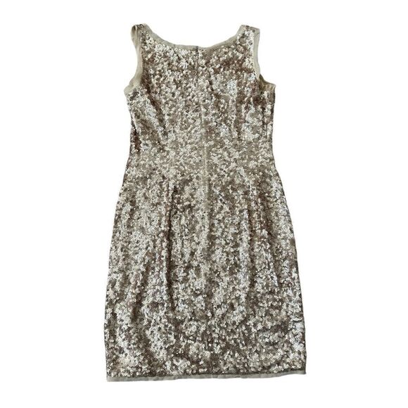 Talbots 100% Silk Champagne Sequined Embellished Dress Size 6 - Picture 6 of 13